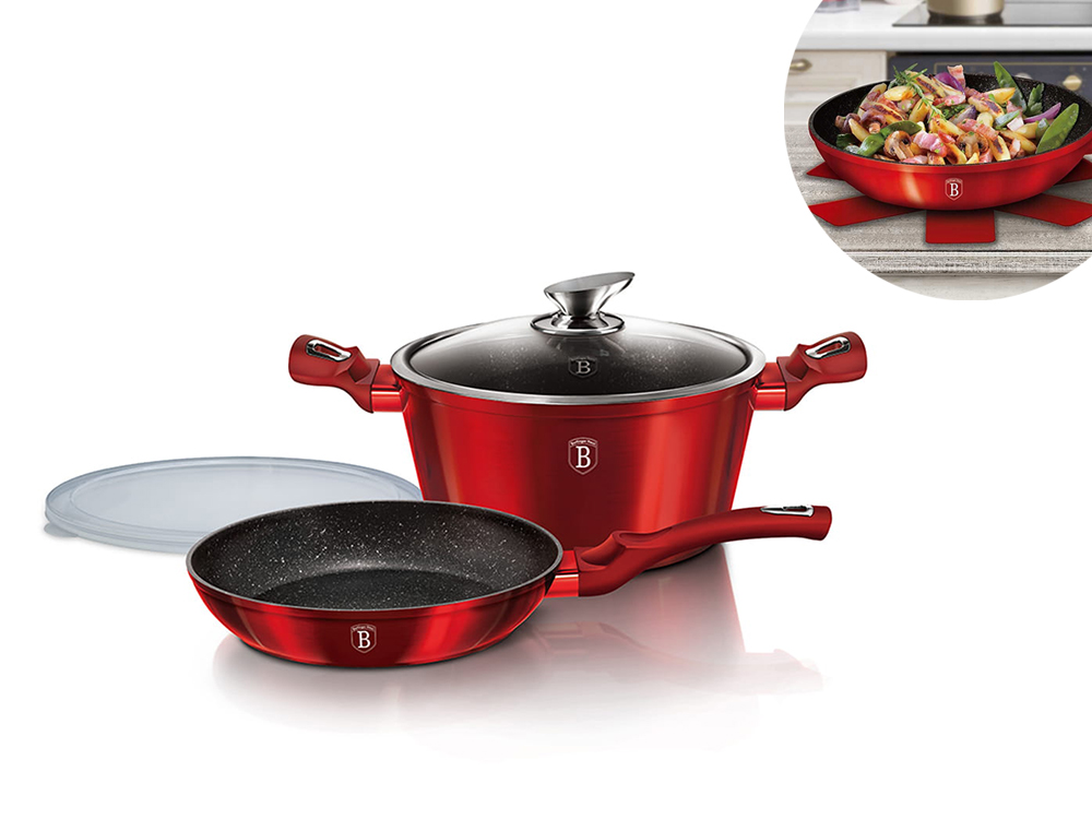 BH6779 Burgundy Cookware Set 4pcs - комплект съдове