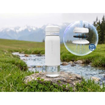 B2 Filter Bottle White 700ml - стъклена бутилка за филтриране на вода