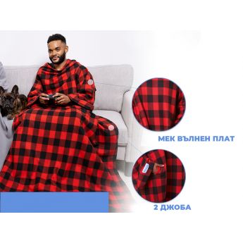 Snuggie Blanket Fleece Red - меко, поларено одеяло с ръкави