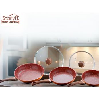 Starlyf Copper & Stone Pan - комплект тигани с медно покритие
